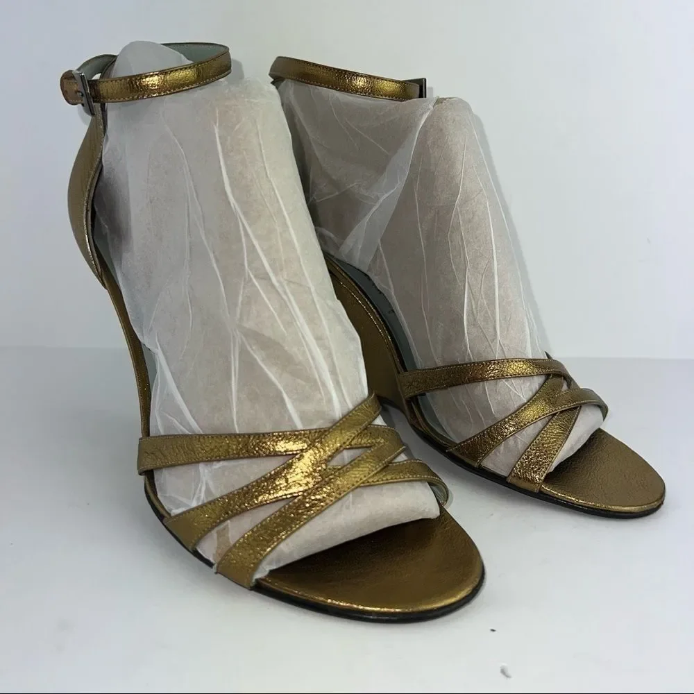 Sigerson Morison • Bronze Dress Wedge Sandals w/ New York Patent